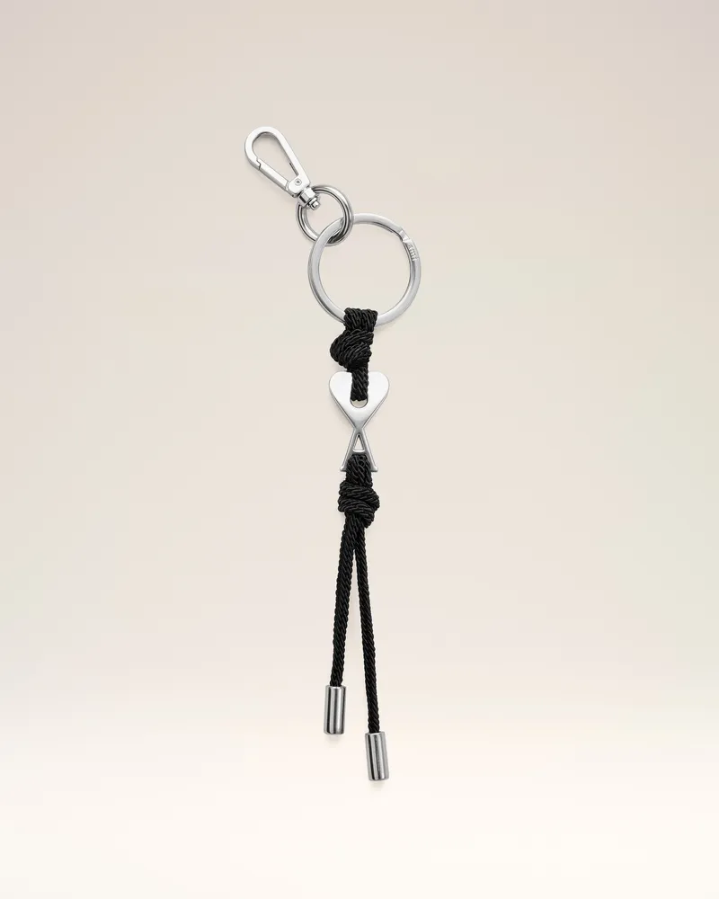 AMI Paris Schwarzer Schlüsselanhänger aus Metall mit Ami de Coeur Anhänger Schwarz Unisex Schwarz