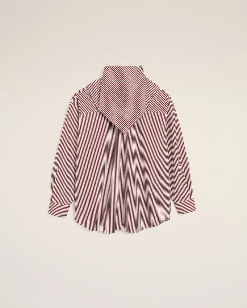 AMI Paris Langärmelige gestreifte Bandana-Bluse aus Baumwolle in Burgundy Rot Unisex Cherry