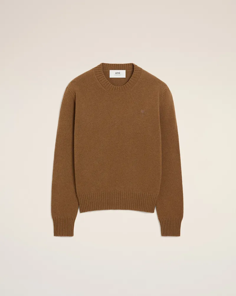 AMI Paris Ami De Coeur Pullover mit Rundhalsausschnitt aus braunem Kaschmir Braun für Herren Hazelnut