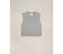 Ärmelloser Pullover mit Ami Stickerei Grau