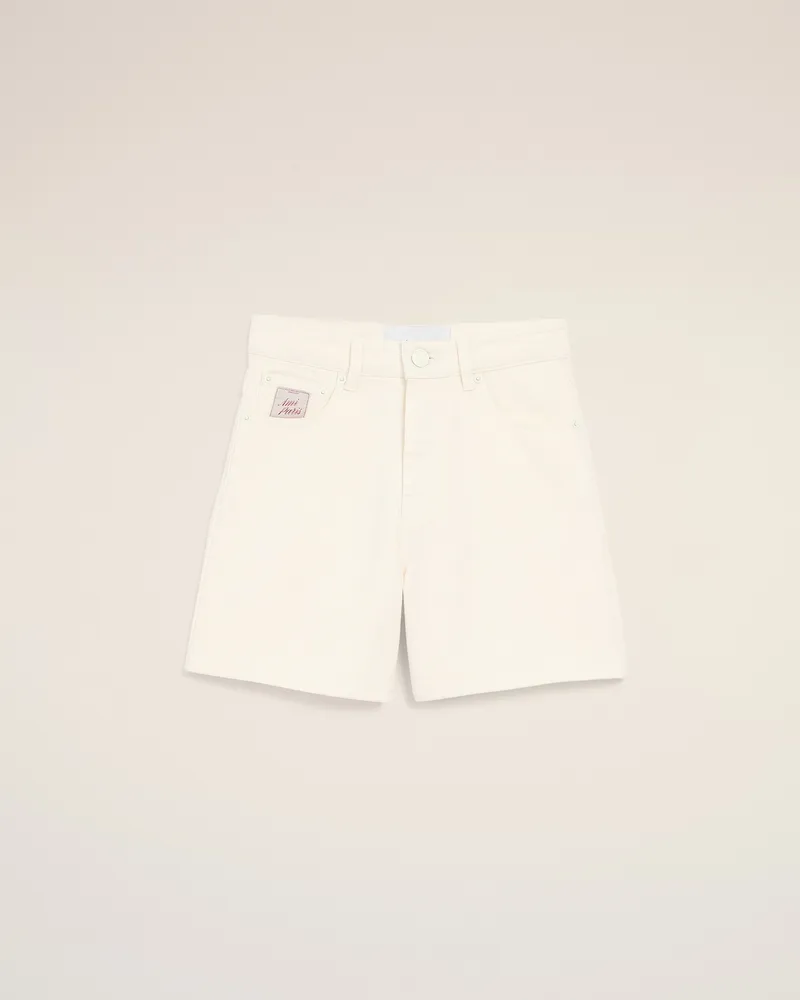 AMI Paris Weiße Baumwollshorts mit Ami Paris Heritage Label Weiß für Damen Weiss
