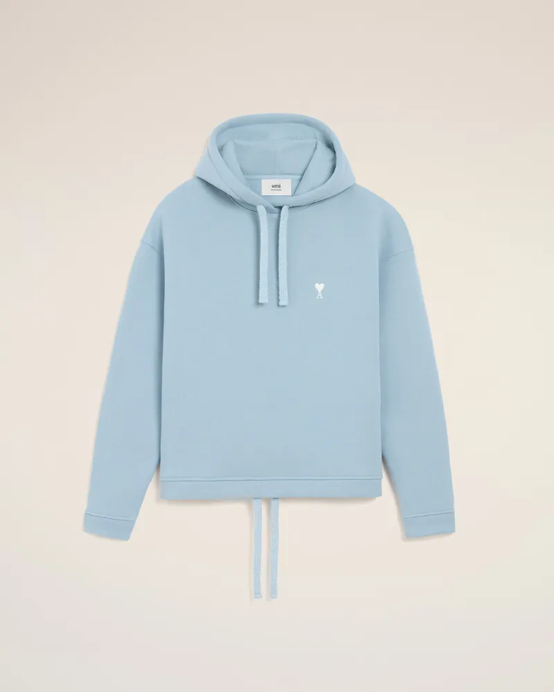 AMI Paris Ami De Coeur Kapuzenpullover aus blauer Baumwolle Blau Unisex Sky