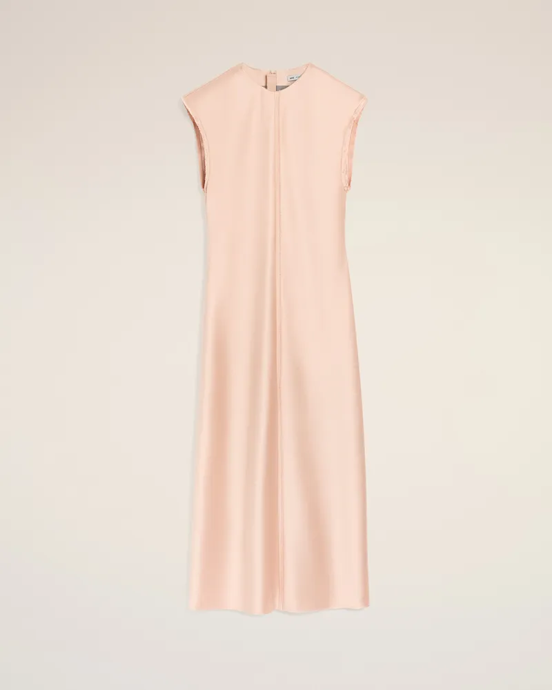 AMI Paris Rosafarbenes langes Kleid mit unversäuberten Kanten Rosa für Damen Powder