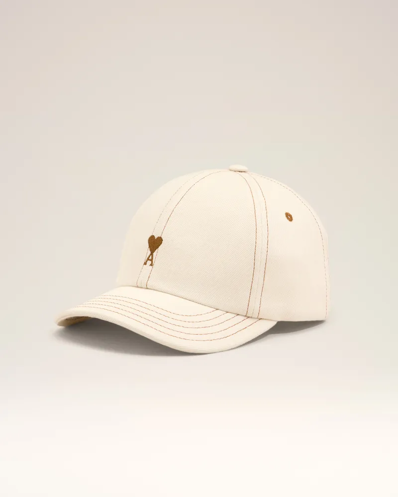 AMI Paris Ami de Coeur Cap aus weißer Baumwolle Weiß Unisex Weiss