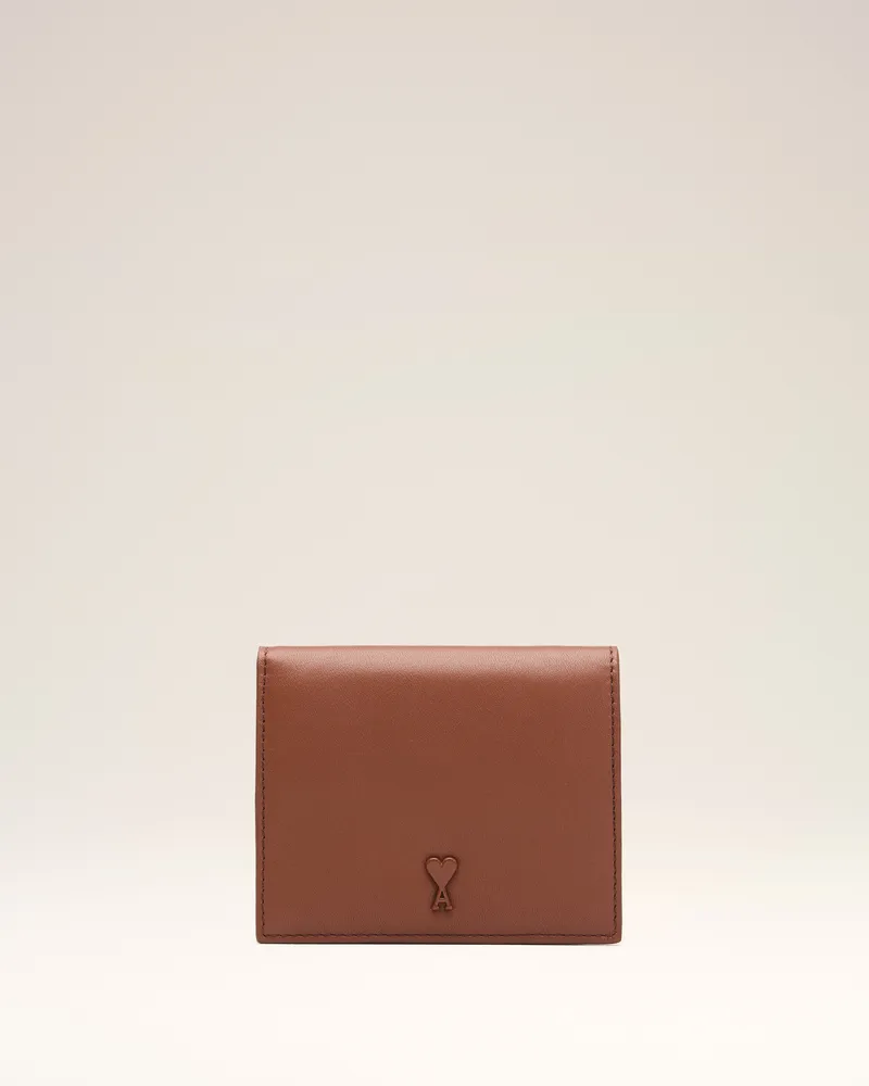 AMI Paris Braune Ami de Coeur Bifold-Geldbörse aus Rindsleder Braun Unisex Caramel