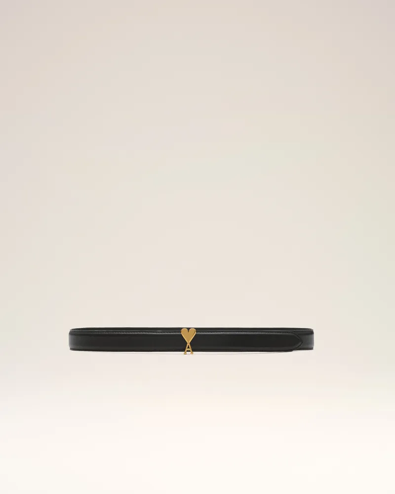 AMI Paris Ami de Coeur Gürtel aus schwarzem Rindsleder 25 mm mit Schnalle Schwarz Unisex Schwarz