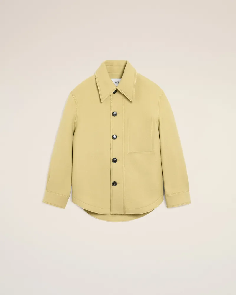 AMI Paris Geknöpfte Jacke aus Wolle in Grün Gelb Unisex Lime