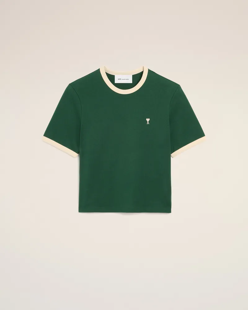 AMI Paris Ami de Coeur T-Shirt aus kontrastierendem grünem Baumwollstoff Grün für Herren Flaschengrün
