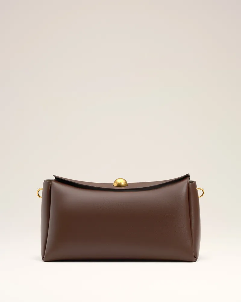 AMI Paris Mittelgroße Carrousel Tasche aus braunem Glattleder Braun Unisex Schokolade