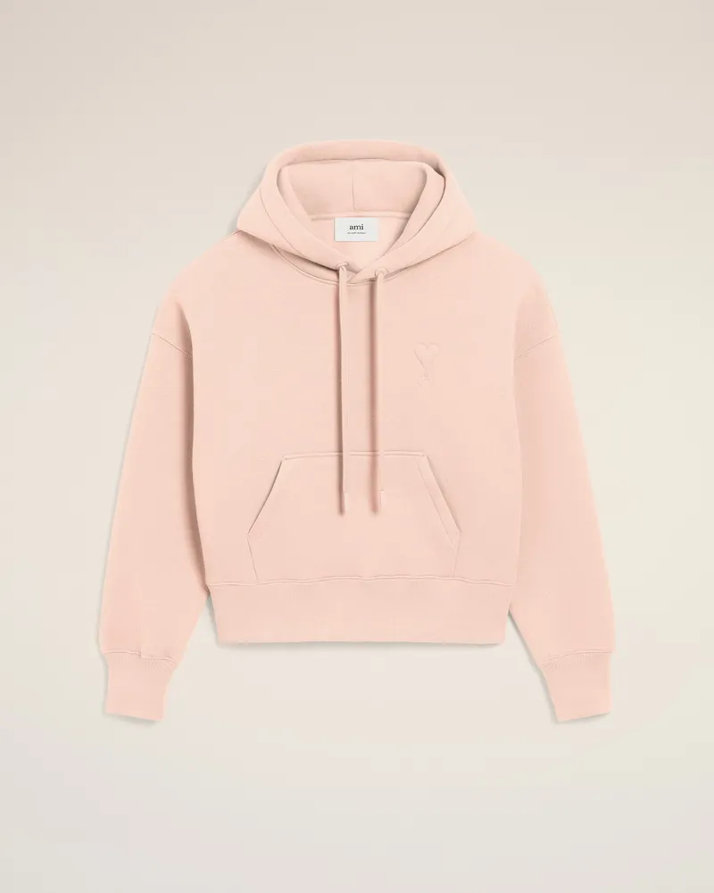 AMI Paris Ami De Coeur Kapuzenpullover aus rosafarbener Baumwolle Rosa Unisex Powder