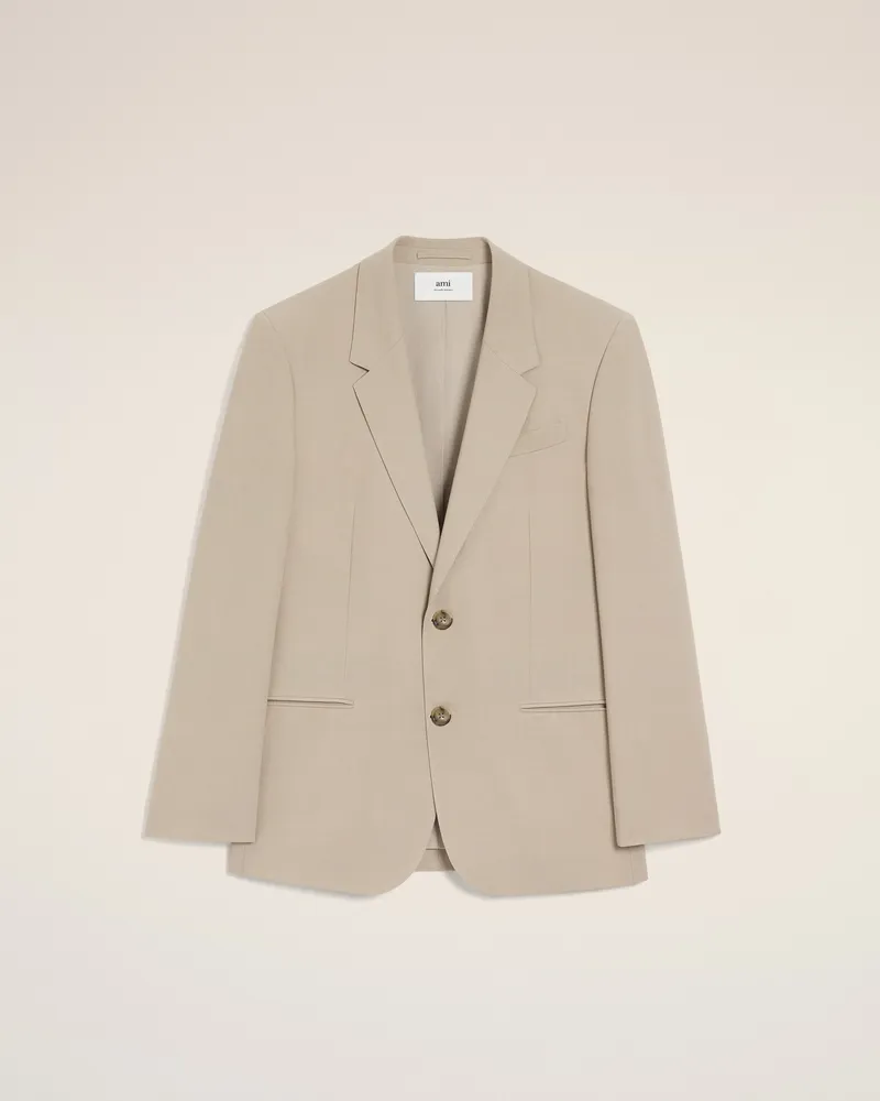 AMI Paris Einreihiger Blazer aus beigefarbener Wolle Beige für Herren Weiss