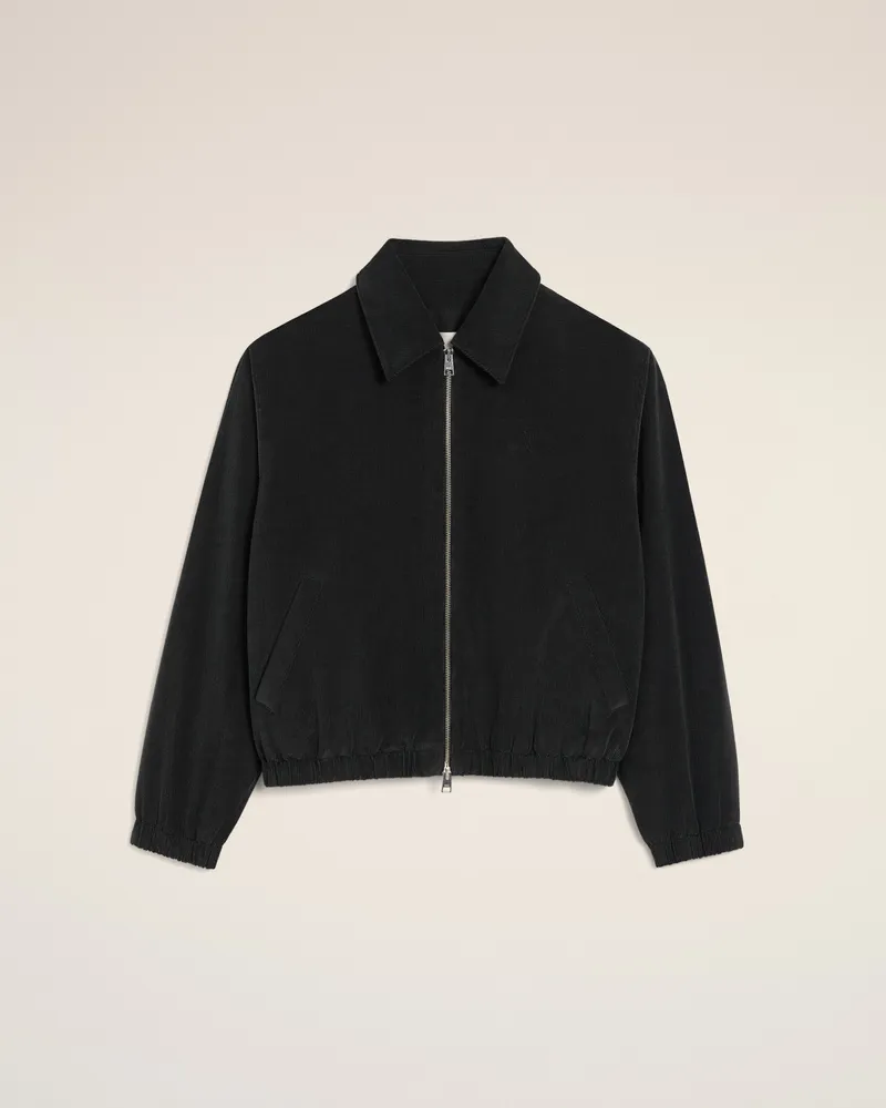 AMI Paris Gepolsterte Ami De Coeur Jacke aus schwarzer Baumwolle mit Reißverschluss Grau für Herren Anthrazit