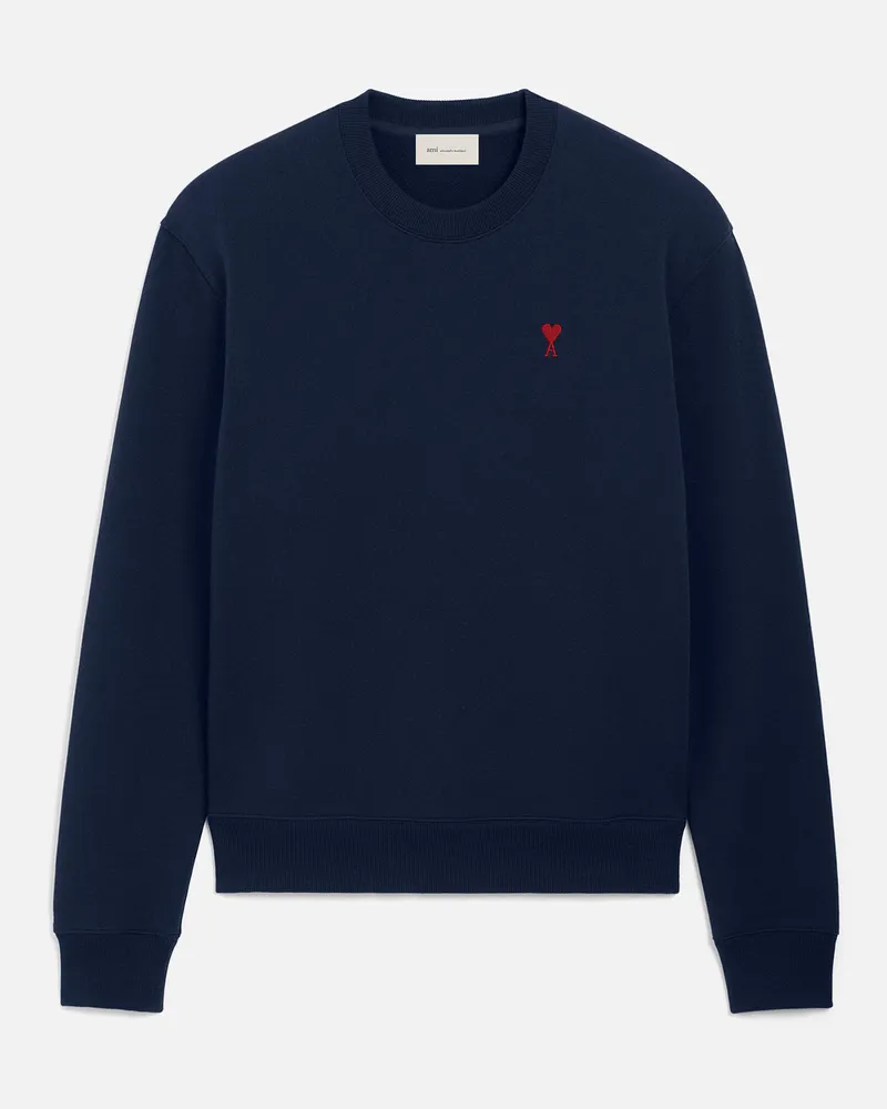 AMI Paris Ami de Coeur Sweatshirt aus blauer Baumwolle Blau Unisex Nachtblau