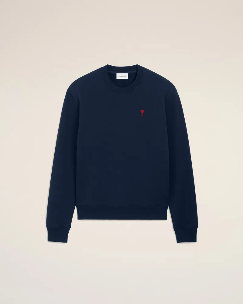 AMI Paris Ami de Coeur Sweatshirt aus blauer Baumwolle Blau Unisex Nachtblau