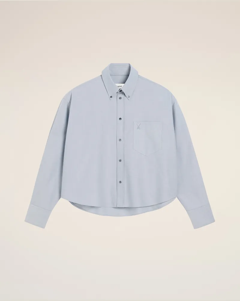 AMI Paris Gekürztes Button-Down-Hemd aus blauer Baumwolle in Übergröße Blau Unisex Blau