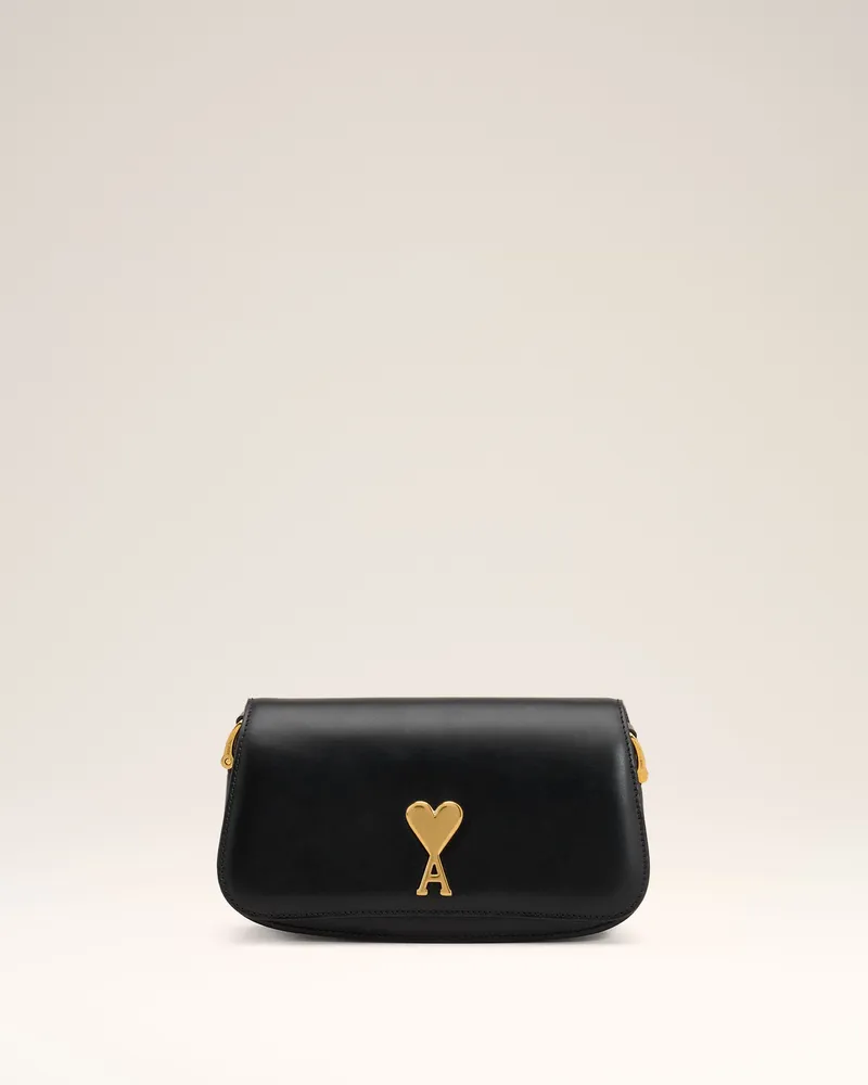 AMI Paris Schwarze Paris Paris Schultertasche aus Leder Schwarz Unisex Schwarz