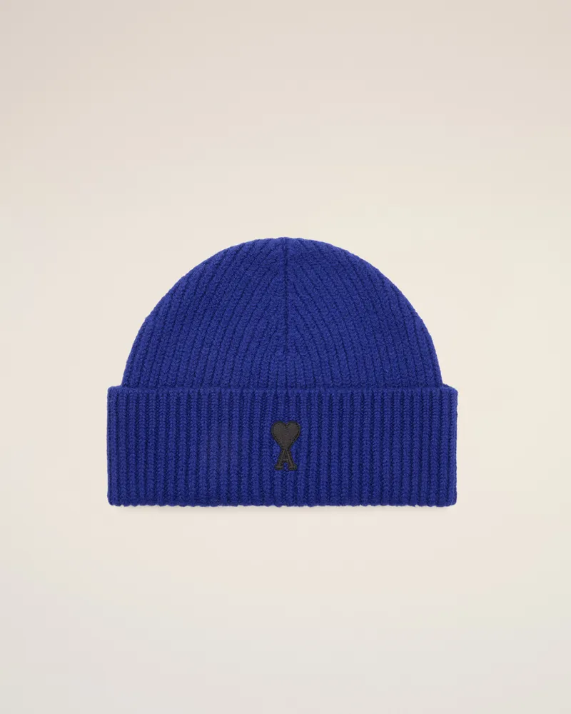 AMI Paris Ami de Coeur Beanie aus blauer Wolle Blau - Größe Unisex Königsblau