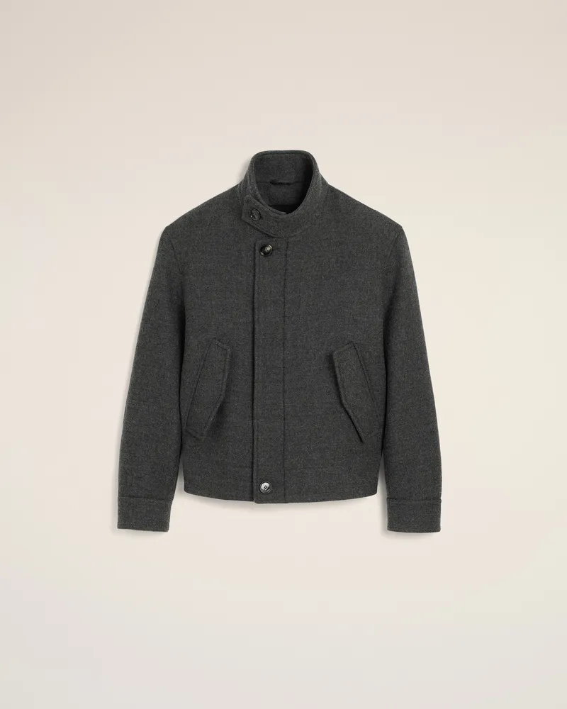 AMI Paris Gepolsterte Harrington Jacke aus grauer Wolle Grau - Größe Unisex Kohlenstoffgrau