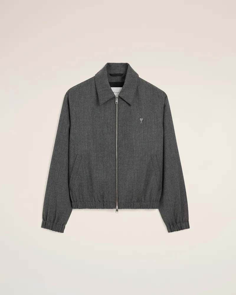 AMI Paris Ami de Coeur Gepolsterte Jacke aus grauer Wolle Grau - Größe für Herren Kohlenstoffgrau