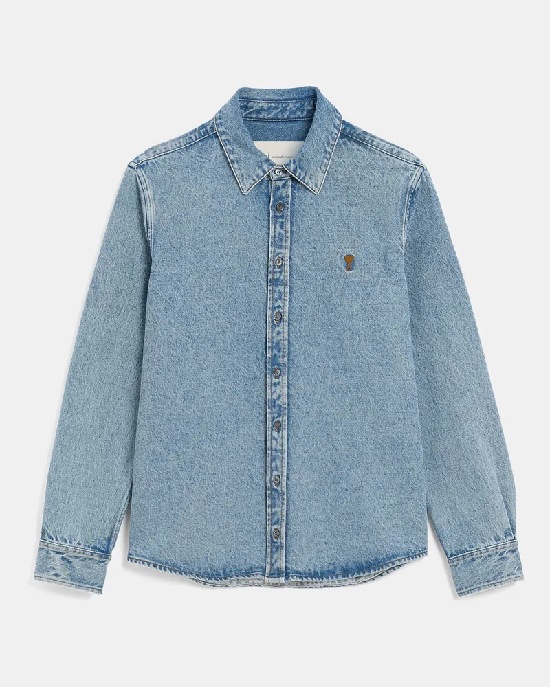 AMI Paris Ami de Coeur Hemd aus blauem Denim Blau - Größe Unisex Blau
