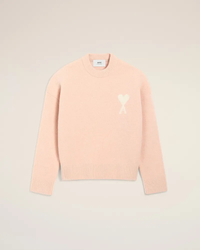 AMI Paris Ami De Coeur Pullover mit Rundhalsausschnitt aus Alpakawolle in Rosa Rosa Unisex Powder