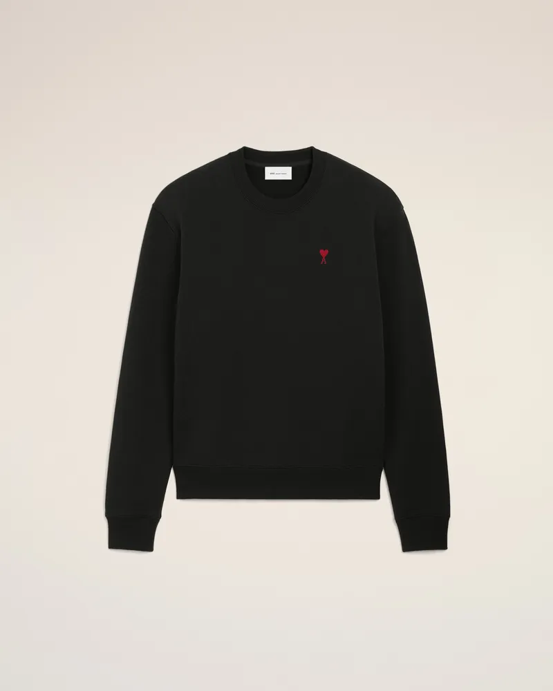 AMI Paris Ami de Coeur Sweatshirt aus schwarzer Baumwolle Schwarz Unisex Schwarz