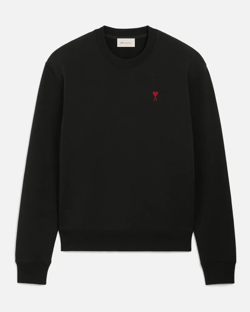 AMI Paris Ami de Coeur Sweatshirt aus schwarzer Baumwolle Schwarz Unisex Schwarz