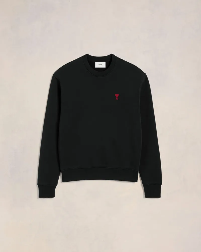 AMI Paris Ami de Coeur Sweatshirt aus schwarzer Bio-Baumwolle Schwarz Unisex Schwarz