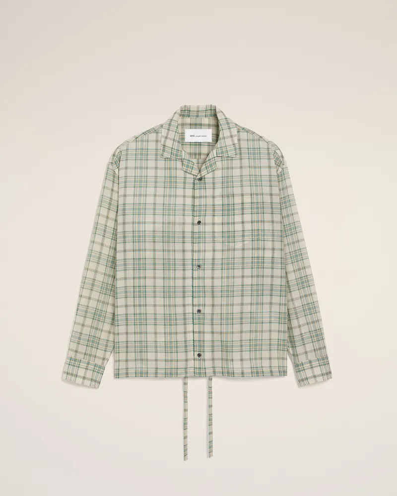 AMI Paris Boxy-Hemd aus grünem kariertem Baumwollstoff Grün für Herren Tannengrün