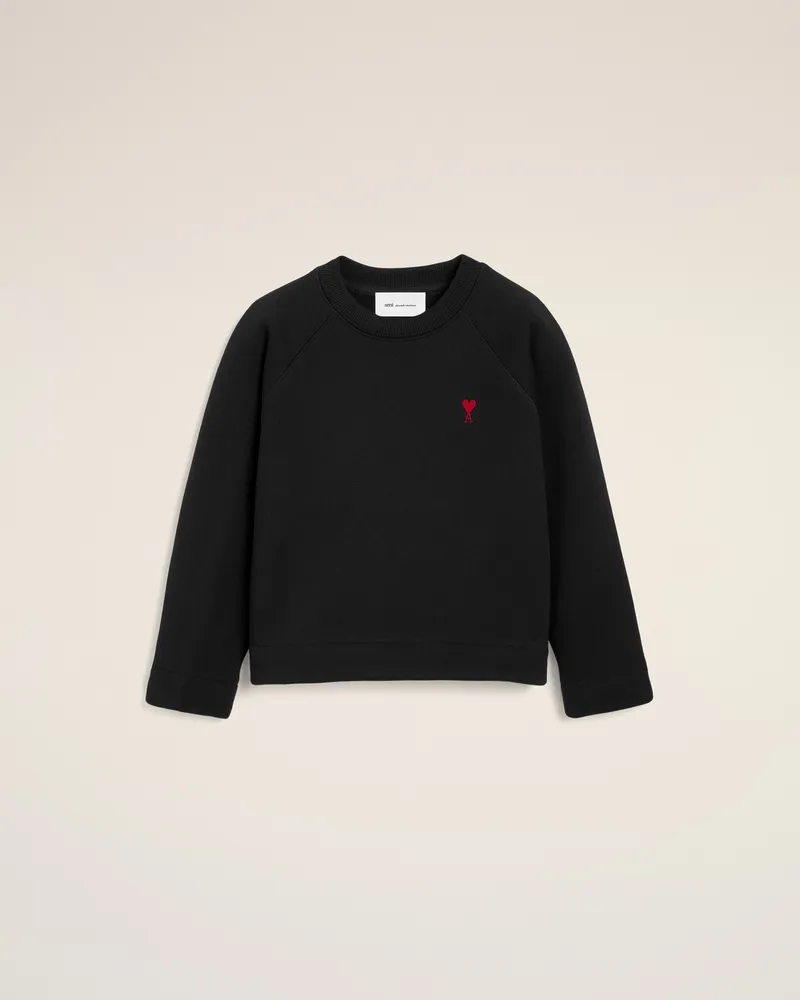 AMI Paris Ami de Coeur Sweatshirt aus schwarzer Baumwolle Schwarz Unisex Schwarz