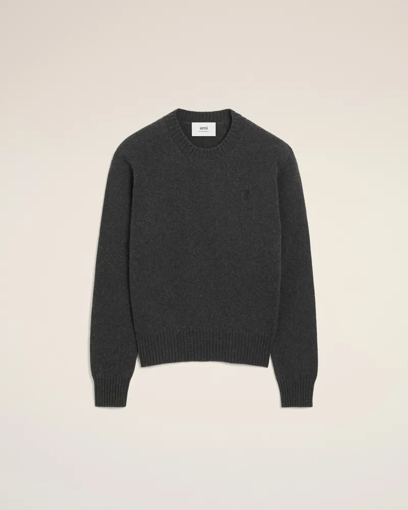 AMI Paris Ami De Coeur Pullover mit Rundhalsausschnitt aus schwarzem Kaschmir Grau für Herren Anthrazit