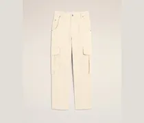 Baggy-fit Cargo-Hose aus weißer Baumwolle Weiß - Größe für Damen
