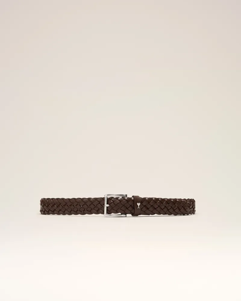 AMI Paris Paris Paris Flechtgürtel aus braunem Kalbsleder 30 mm Braun Unisex Schokoladenbraun