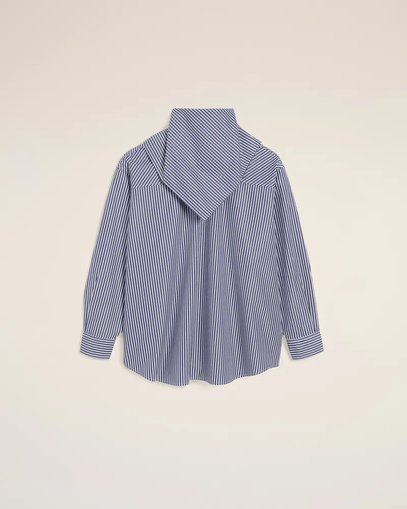 AMI Paris Langärmelige gestreifte Bandana-Bluse aus blauer Baumwolle Blau Unisex Royal