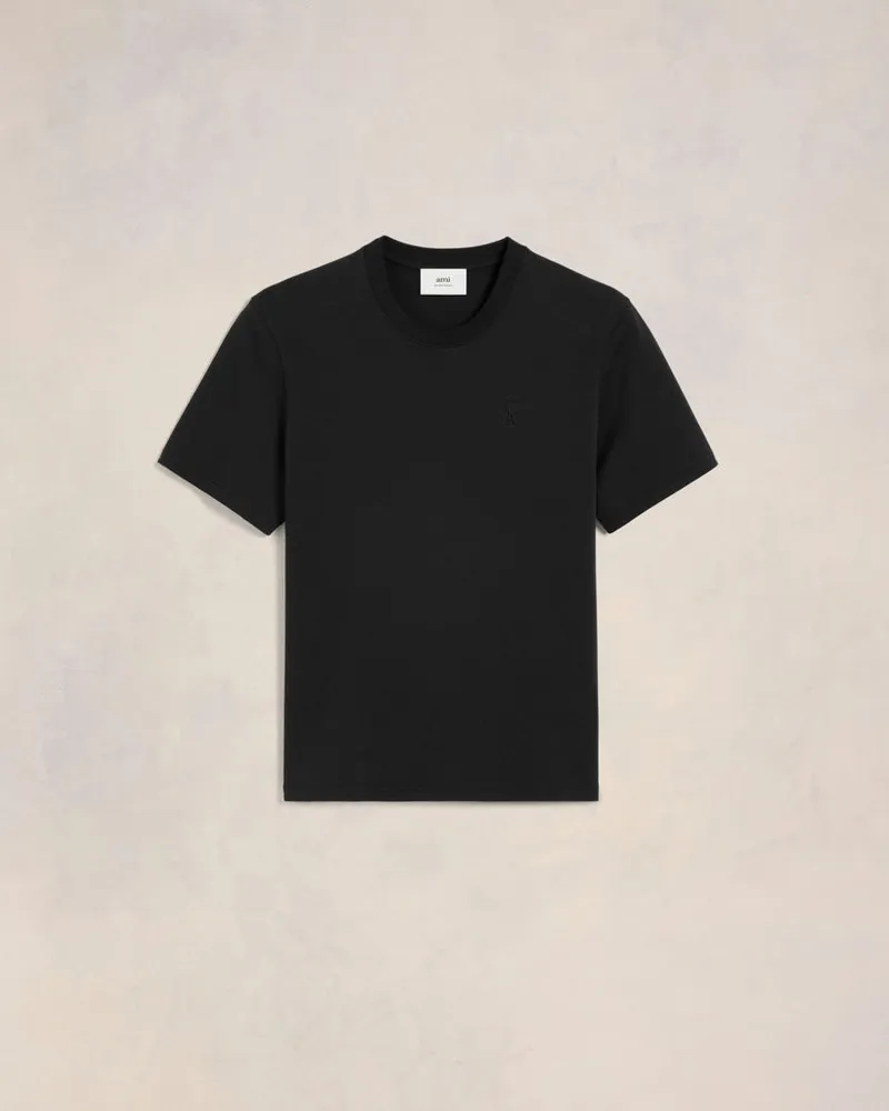 AMI Paris Ami de Coeur T-Shirt aus schwarzer Bio-Baumwolle Schwarz Unisex Schwarz