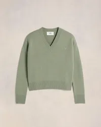 AMI Paris Pullover mit V Green