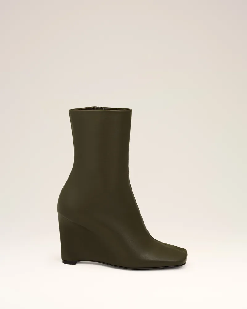 AMI Paris Zweifarbige Stiefeletten aus grünem Leder Grün für Damen Bronze