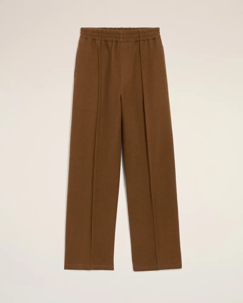 AMI Paris Elastische Hose aus brauner Wolle Braun Unisex Hazelnut