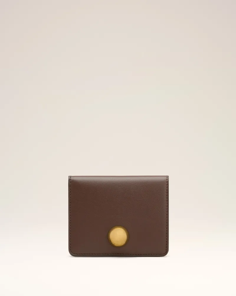 AMI Paris Carrousel Klapp-Portemonnaie aus braunem Glattleder Braun Unisex Schokolade