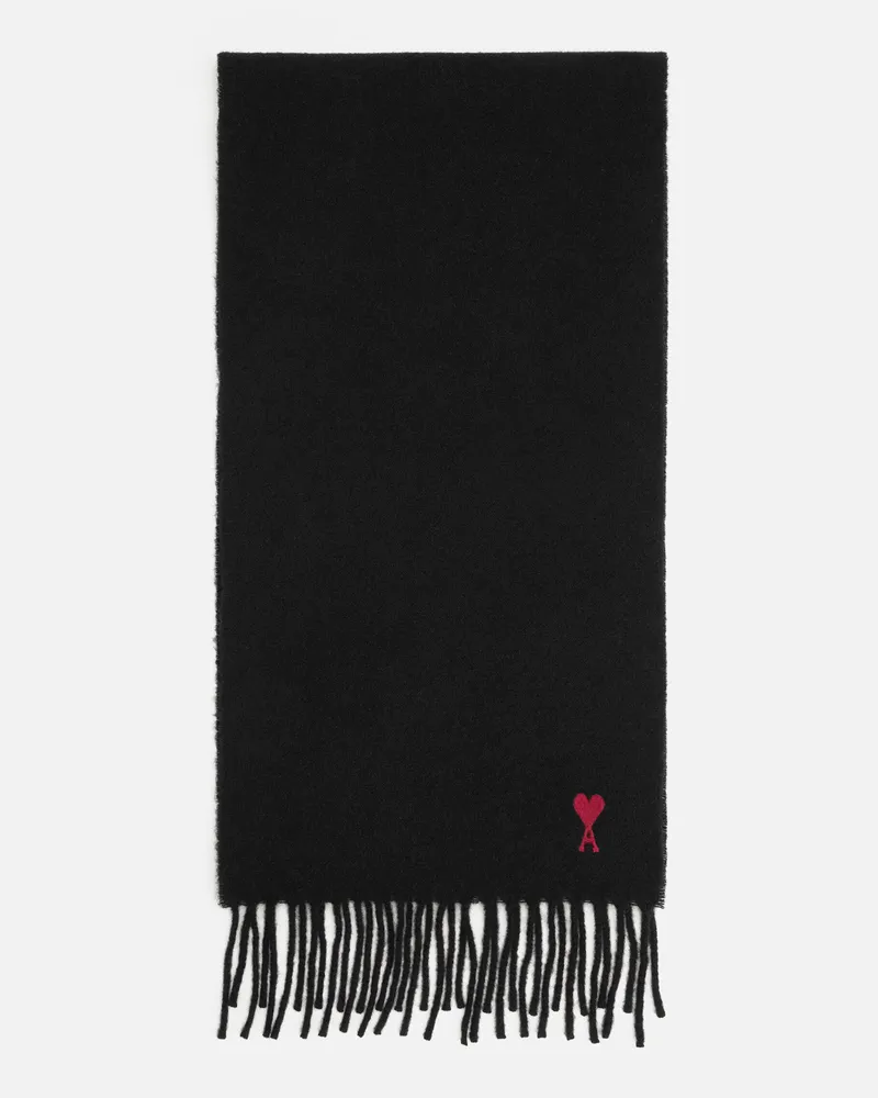 AMI Paris Ami de Coeur Schal aus schwarzer Wolle Schwarz - Größe Unisex Schwarz