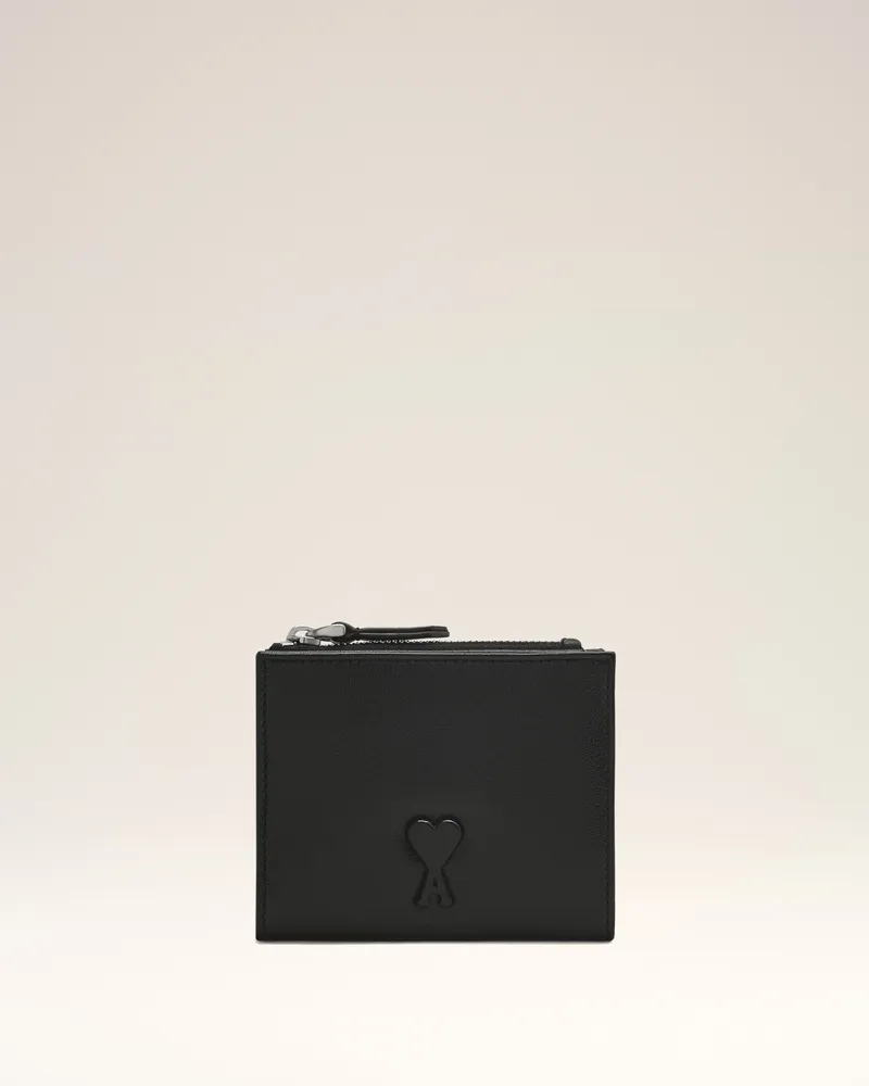 AMI Paris Voulez-Vous Portefeuille aus schwarzem Rindsleder Schwarz Unisex Schwarz