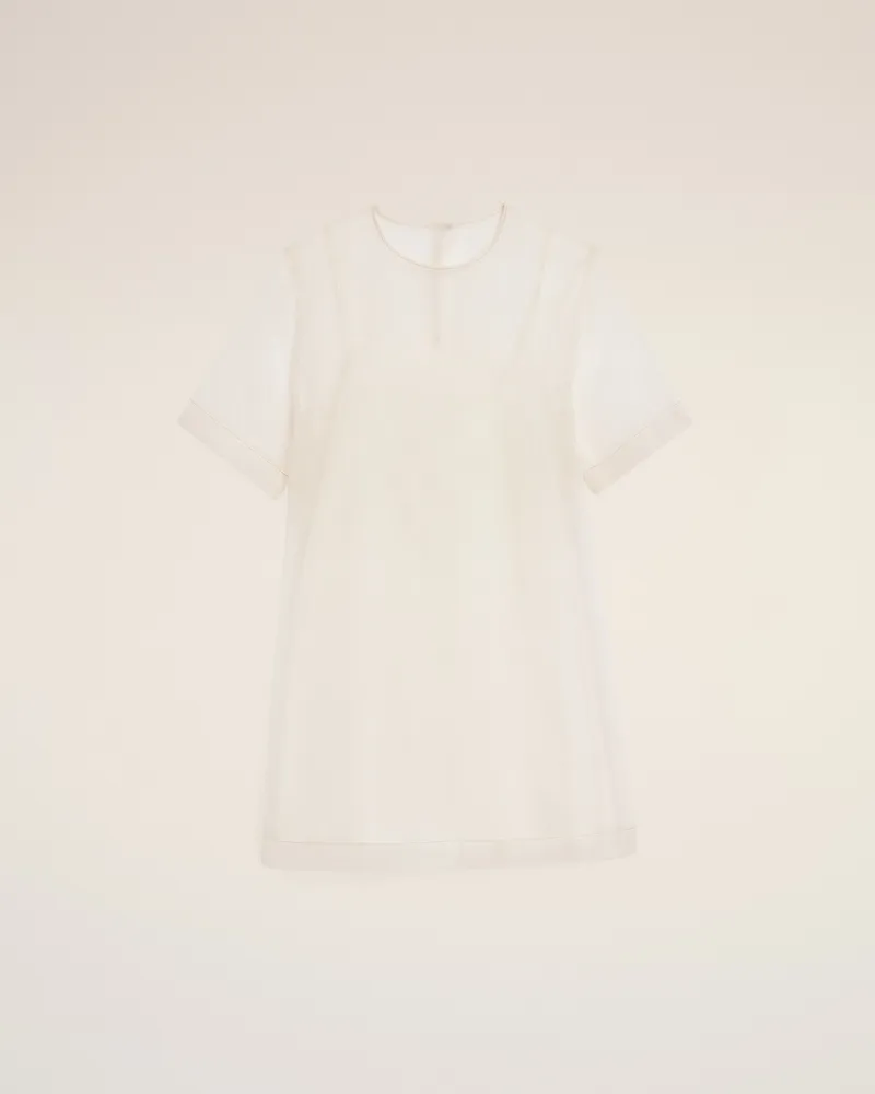AMI Paris Weißes Seiden-Mini-Trapezkleid Weiß für Damen Weiss
