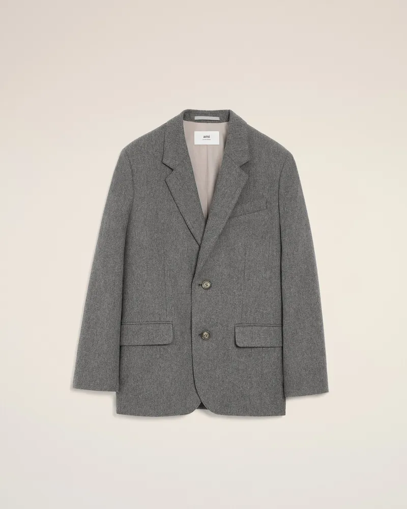 AMI Paris Lockerer einreihiger Blazer aus grauer Wolle Grau für Damen Grau