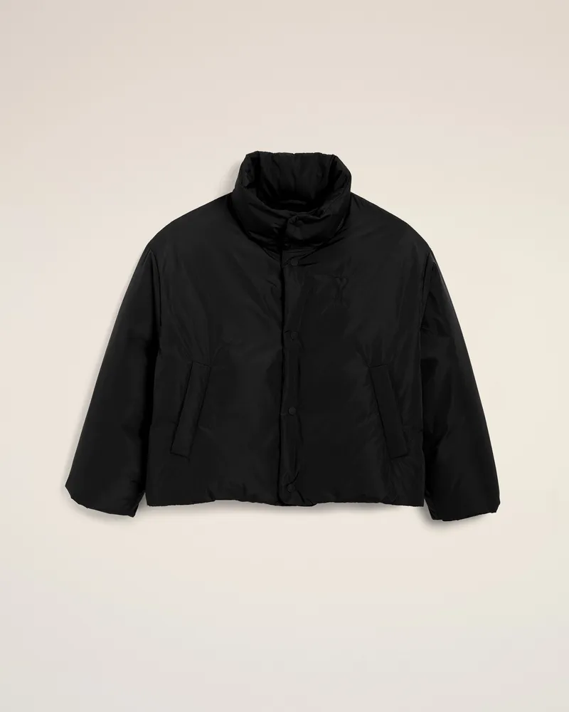 AMI Paris Ami De Coeur Daunenjacke aus schwarzem Taft Schwarz für Herren Schwarz