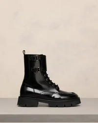 AMI Paris Schnürstiefel mit doppeltem Riemen Schwarz Schwarz