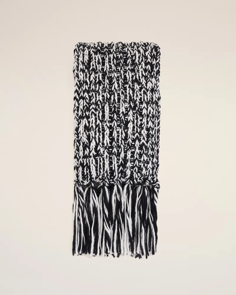 AMI Paris Bicolor Schal aus schwarzer und weißer Wolle Schwarz - Größe Unisex Schwarz