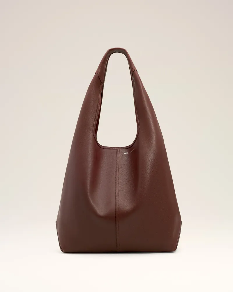 AMI Paris Etienne Hobo Bag aus geschmeidigem Leder in Burgundy Rot Unisex Cherry