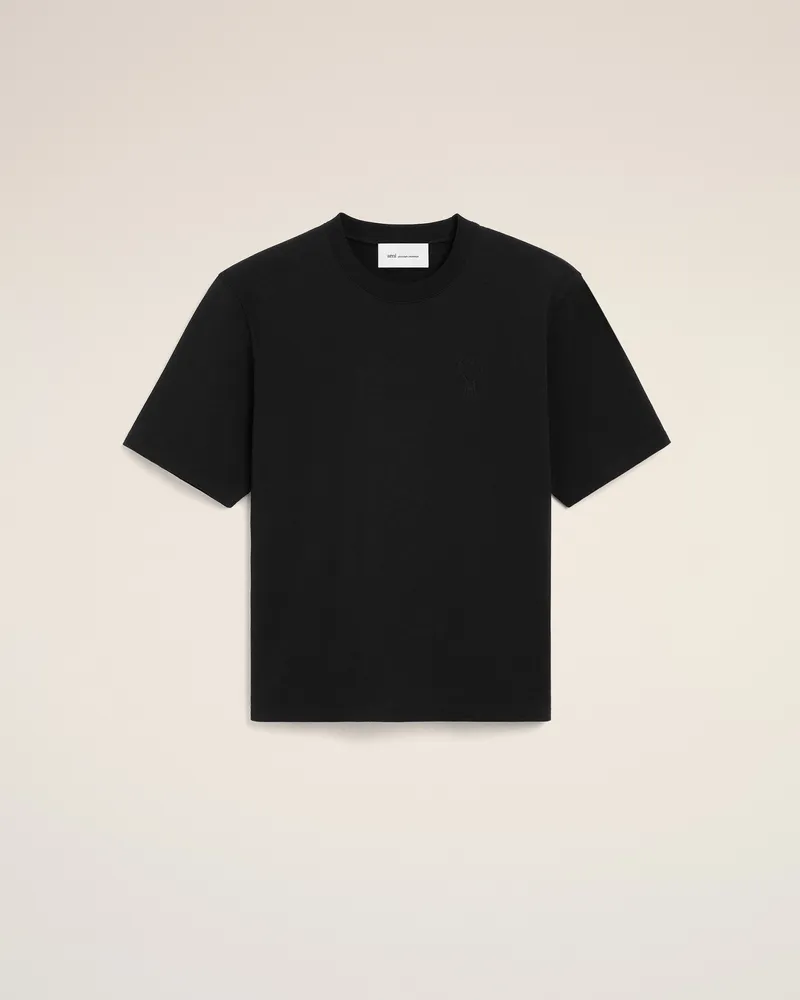 AMI Paris Ami de Coeur T-Shirt aus schwarzer Baumwolle mit Prägung Schwarz - Größe Unisex Schwarz