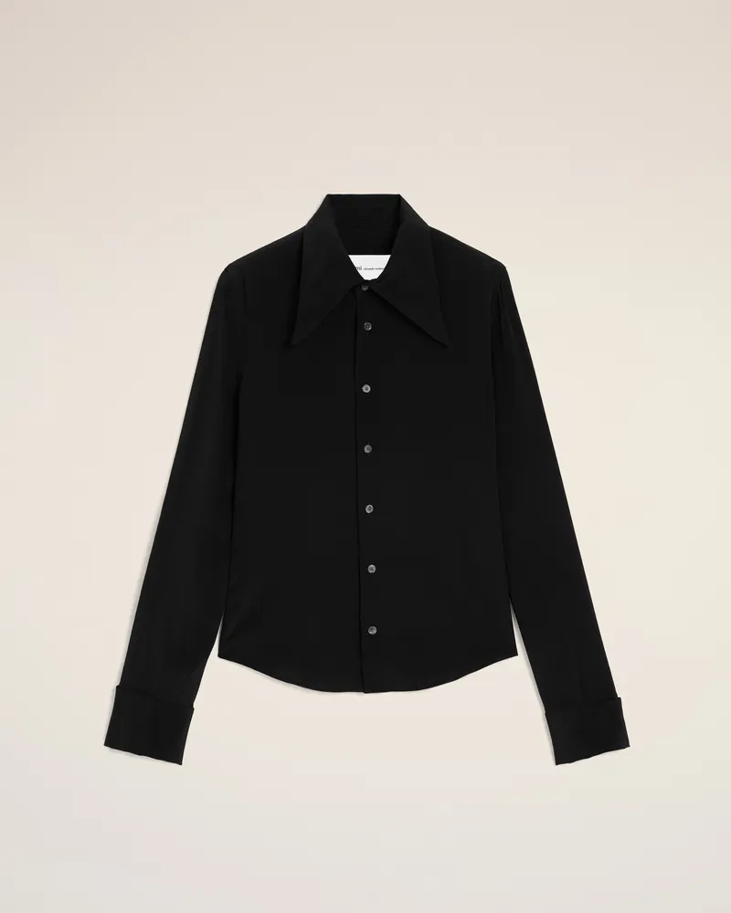 AMI Paris Schwarzes Hemd aus Seidenmischgewebe mit markantem Kragen und angepasster Passform Schwarz für Damen Schwarz