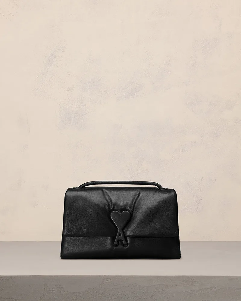 AMI Paris Voulez-Vous Tasche aus schwarzem Glattleder Schwarz Unisex Schwarz